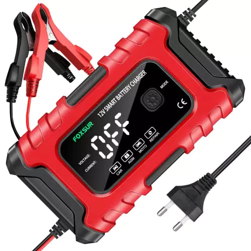 NWOUIIAY 6A Autobatterie Ladegerät 12V KFZ Batterieladegerät Auto Motorradbatterie Ladegeräte für Auto Motorrad LKW PKW Wohnwagen Roller