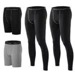 Odoland 4er-Pack Herren-Kompressionshose, Schwarz/Grau/X