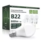 OGADA LED Lampe, 9W LED Glühbirne, 800 Lumen, B22 Sockel Led. Kaltweiß 6000K