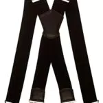Olata Extra Breite Herren Hosenträger X-Form Metall Clip mit Schwarz Leder 5 cm. Schwarz