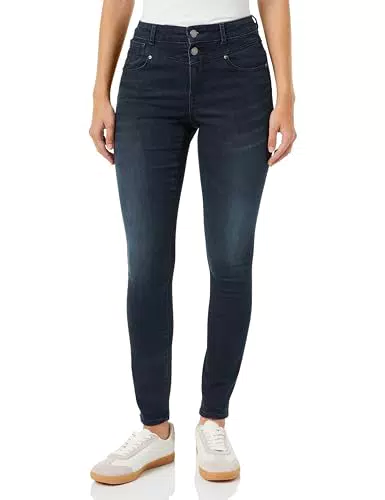 ONLY Damen Onlwauw Hw Dou But Cut Skinny Dnm Ext, Blue Black Denim