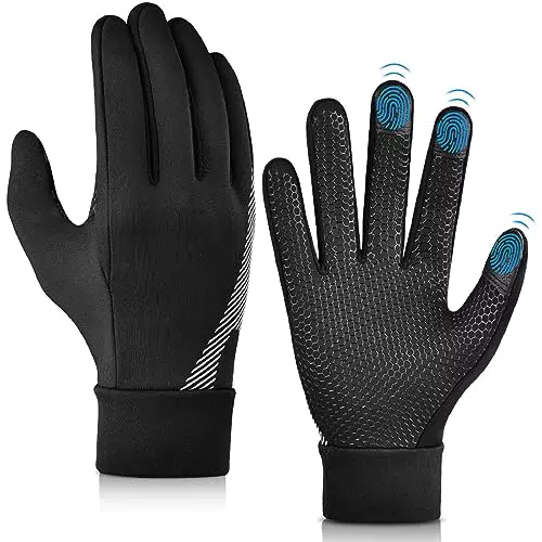 OOPOR Warme Winter Sports Handschuhe - Touchscree Laufhandschuhe für Kaltes Wetter Thermo Fahrradhandschuhe Winter Radsport Sporthandschuhe rutschfeste Silikon Handschuhe zum Fahren Fahrrad