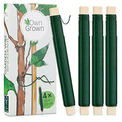 OwnGrown Bindedraht Pflanzen: 4x20m Garten Draht zum Basteln und Pflanzenbinder grün Pflanzen Draht Adventskranz binden Blumendraht Grüner Bindedraht Basteldraht Grün Draht Weihnachtskranz