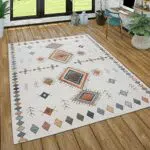 Paco Home Teppich Wohnzimmer Kurzflor Geometrisches Muster Skandi Boho Modern Style