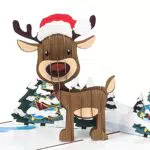 papercrush Pop-Up Karte Weihnachten Rentier - Lustige 3D Weihnachtskarte als Geldgeschenk für Kinder