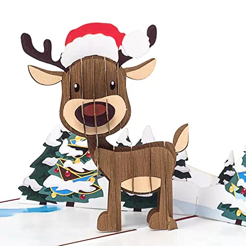 papercrush Pop-Up Karte Weihnachten Rentier - Lustige 3D Weihnachtskarte als Geldgeschenk für Kinder