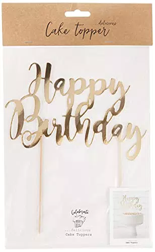 Party Deco Tortenstecker für Geburstagstorte - Happy Birthday - Gold