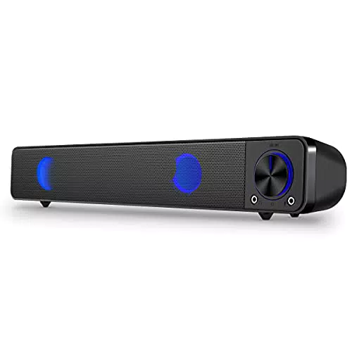 PC Lautsprecher, USB Computer Lautsprecher Portable Mini Soundbar tragbar Subwoofer Wired LED Musikbox Boombox mit Dual Treiber rein bass für PC Computer