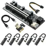 PCIe Riser Powered Adapter Card 1X to 16X, PCI-E GPU Risers 8 Capacitors for Bitcoin Litecoin ETH Coin Mining with Led Graphics Extension +60cmUSB 3.0 Cable and 6-Pin SATA Power Cable