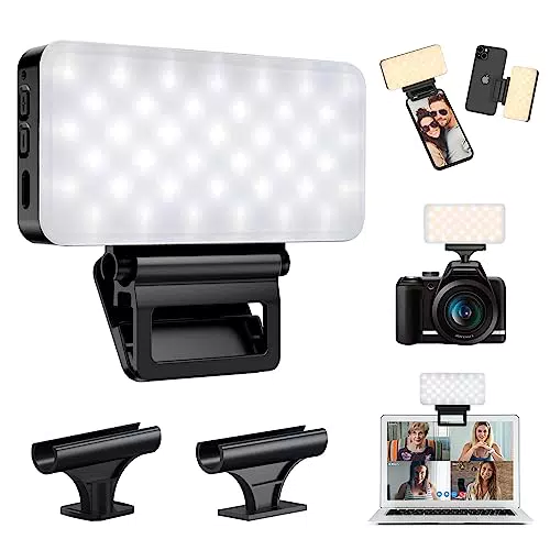 Pecosso LED Selfie Licht mit Vorder&Zurück Handy-Clip
