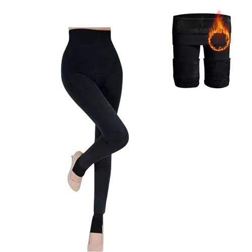 Petalum Damen weiche Slim Leggings Leggings Hose Dicke Winter warme Fleece-Futter Stretch Hüfthose Gamaschen Taille 50-86cm für EU32-42