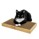 Pfotenolymp Katzen kratzbrett mit Bambus Rahmen/Kratzmatte für Katzen Kratzpappe/Katzenkratzbrett Mit Wellpappe & Katzenminze - Pappkratzbrett