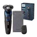 Philips Shaver Series 5000  Elektrischer Nass- & Trockenrasierer für Herren in Metallic-Blau mit Präzisionstrimmer & weicher Transporttasche