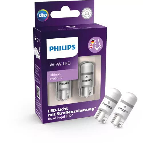 Philips Ultinon Pro6000 W5W T10 LED-Fahrzeugbeleuchtung mit Straßenzulassung