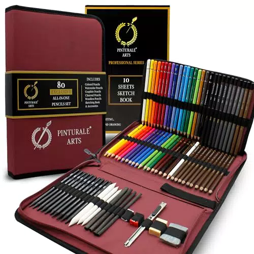 Pinturale Arts Zeichenset Professionell, Enthält 18 Buntstifte