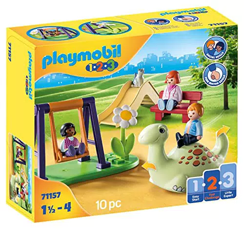 PLAYMOBIL 1.2.3 71157 Spielplatz, Lernspielzeug & Motorikspielzeug für Kleinkinder
