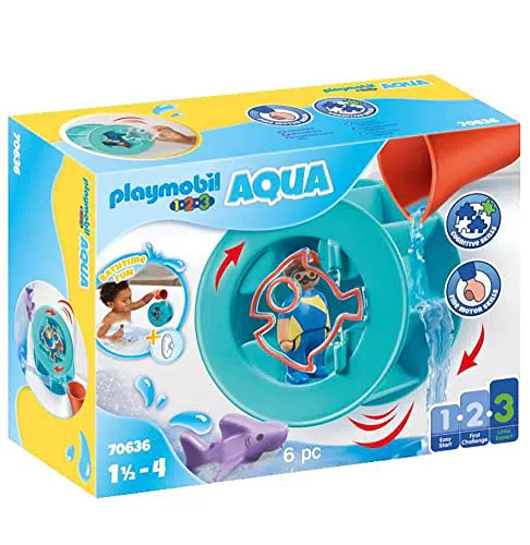 PLAYMOBIL 1.2.3 Aqua 70636 Wasserwirbelrad mit Babyhai