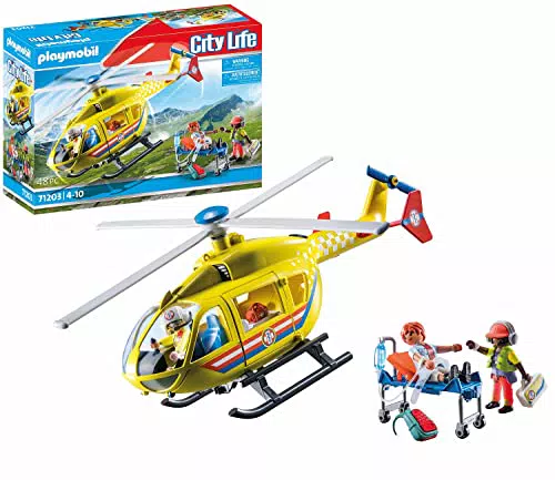 PLAYMOBIL City Life 71203 Rettungshelikopter, Spielzeug für Kinder ab 4 Jahren