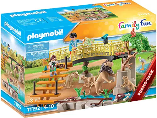 PLAYMOBIL Family Fun 71192 Löwen im Freigehege, Mit 4 Löwen als Spielzeugtiere