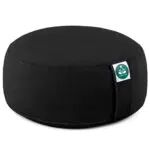 Present Mind Tiefschwarz Rund Zafu Yoga Kissen für Yin Yoga gemacht aus Baumwolle Füllung - 100% Natürliches Yoga Block Made in EU mit Bezug Waschbar