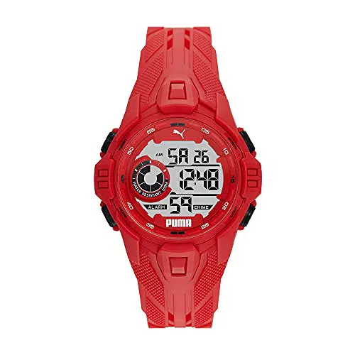 Puma Herrenuhr Bold, Digitales Uhrwerk, 45mm Rotes PolyurethanGehäuse mit PolyurethanArmband