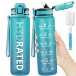 QLUR Trinkflasche, 1L BPA-Frei Tritan Wasserflasche mit Strohhalm