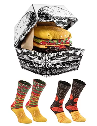 Rainbow Socks - Damen Herren Lustige Hamburger Socken Box - Novelty Geschenk für Burger- und Fast-Food-Liebhaber - 2 Paar - Größen -40