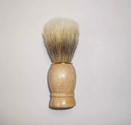 Rasierpinsel # einfaches Einsteigermodell / Ersatzpinsel / Reiseutensil # Holzgriff mit goldenfarbenem Ring # insgesamt 9 cm hoch # Pinsel 4