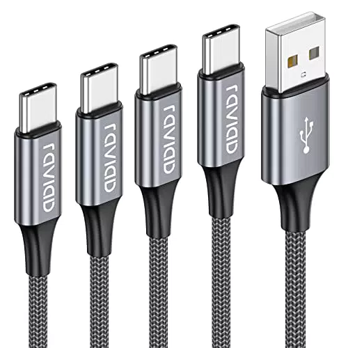 RAVIAD USB Typ C Kabel, Nylon Typ C Ladekabel und Datenkabel USB C Schnellladekabel für Samsung Galaxy S10/S9/S8+