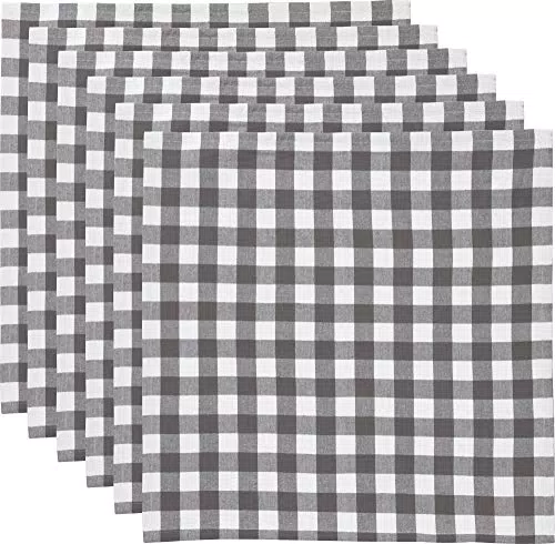 REDBEST Servietten, Stoffserviette 6er- Pack Landhaus karo Nashville grau Größe 50x50 cm - strapazierstark
