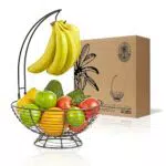 REGAL TRUNK & CO. Obstkorb mit Bananenhalter l Rustikale französische Obstschale mit Bananenhalter Baum l Ideal für Obst und Gemüse | Mittlere Größe