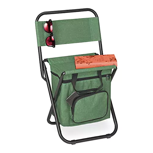 Relaxdays Campinghocker mit Tasche, faltbar, mit Lehne
