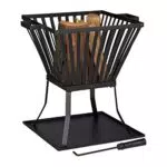 Relaxdays Feuerkorb XL mit Schürhaken, Terrasse u. Garten Feuerschale mit Unterlage