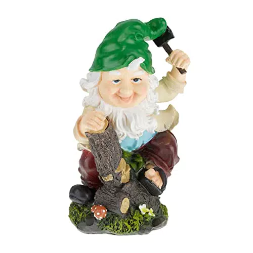 Relaxdays Gartenzwerg mit Axt, wetterfest & frostsicher