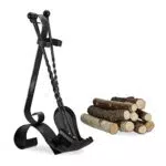 Relaxdays Gusseisen, schwarz Kaminbesteck antik, 4-TLG Kamingarnitur mit Schaufel