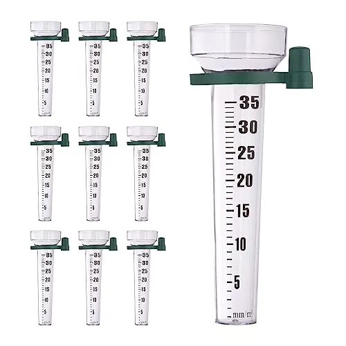 Relaxdays Regenmesser 10er Set, mit Halterung, Niederschlagsmesser Garten