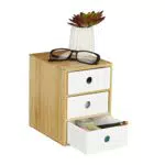 Relaxdays Schreibtisch Organizer, 3 Schubfächer, Bambus & MDF