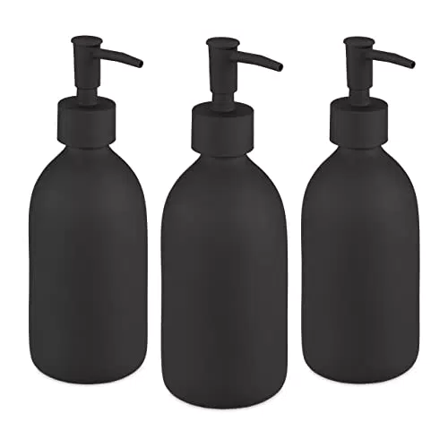 Relaxdays Seifenspender, 3er Set, 300ml, Soft Touch