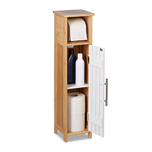 Relaxdays Toilettenpapierhalter stehend, Badezimmeregal HBT: 71x18x20 cm
