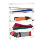 Relaxdays, transparent Make Up Organizer Acryl, 4 Schubladenboxen