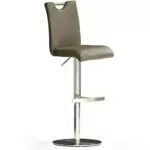 Robas Lund Barhocker Leder Cappuccino mit Lehne Barstuhl drehbar 360 Grad