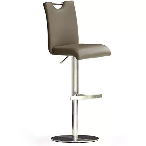 Robas Lund Barhocker Leder Cappuccino mit Lehne Barstuhl drehbar 360 Grad