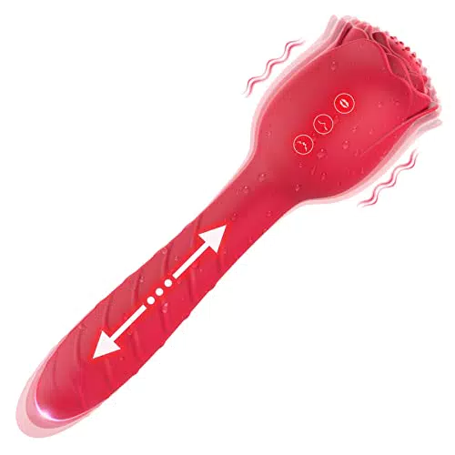 Rose Vibratoren für Sie G-punkt & Vagina, 3 in 1 Anal Vibrator Dildo mit 10X10 Vibrations- & 7 Teleskopsmodi für Klitoris & Brust stimulation