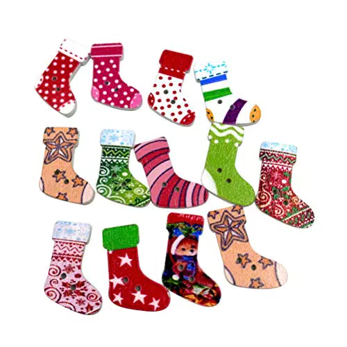 rosenice Weihnachten Knöpfe Strumpf Design Bunte Nähen Knöpfe für DIY Handwerk 50 stücke