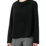 s.Oliver BLACK LABEL Damen Sweatshirt mit Wasserfall Kragen Black