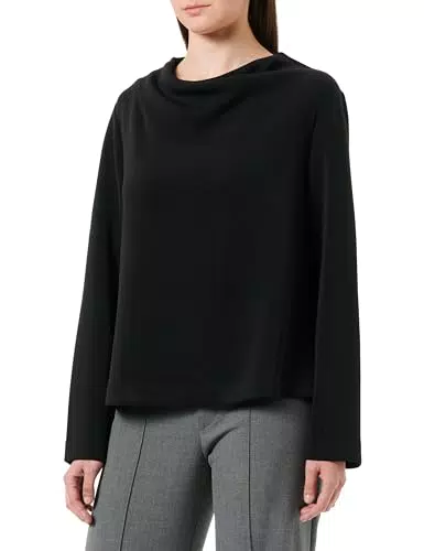 s.Oliver BLACK LABEL Damen Sweatshirt mit Wasserfall Kragen Black