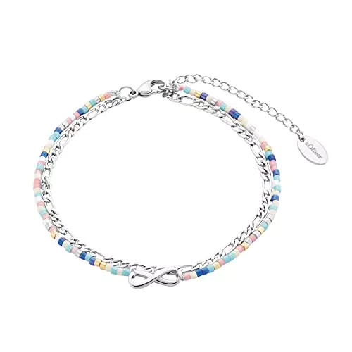 s.Oliver Fußkette Edelstahl Damen Sommerschmuck, mit Glas
