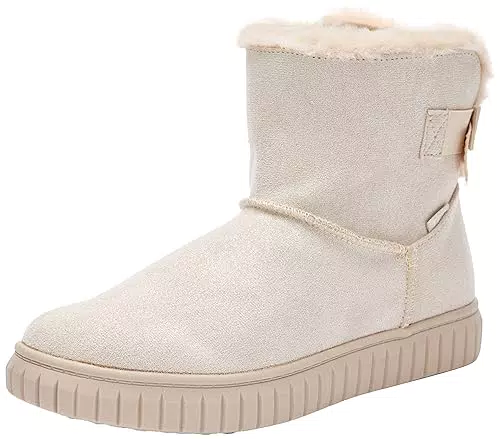 s.Oliver Mädchen Winterstiefeletten ohne Absatz Gefüttert mit Schleife und Reißverschluss Beige