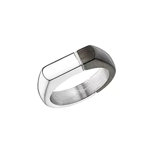 s.Oliver Ring Edelstahl Herren Ringe, Schwarz, Kommt in Schmuck Geschenk Box