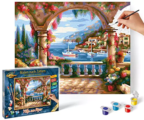 Schipper 609240800 Malen nach Zahlen-Villa am Meer, 24x 30 cm